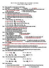 Đề cương ôn thi học kì 2 môn Công nghệ Lớp 12 - Năm học 2009-2010